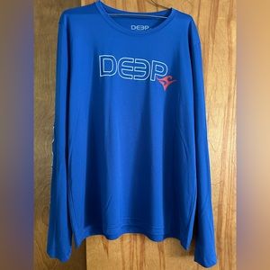 Deep long sleeve 100% polyester men’s large shirt. NWOT. Cobalt blue.